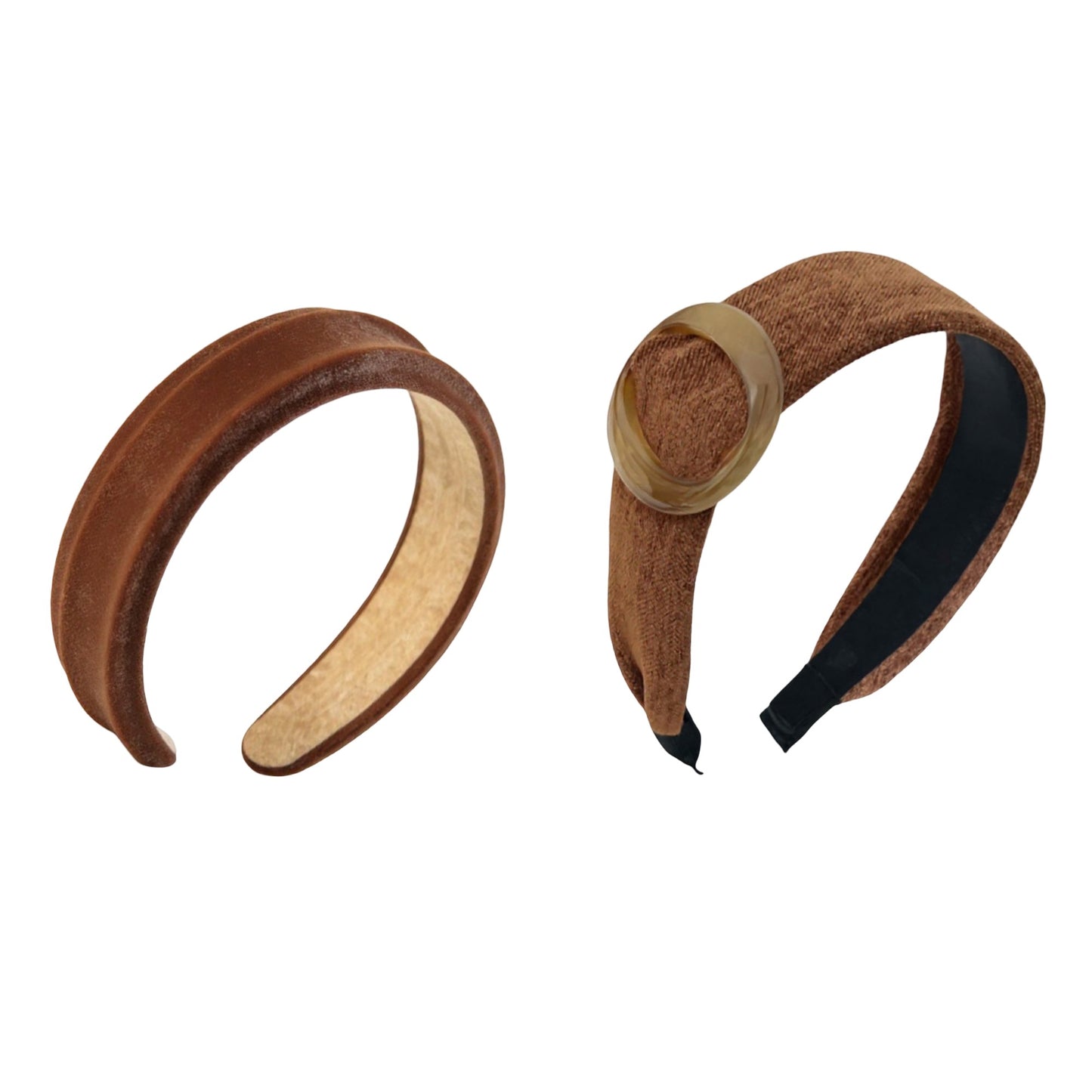 2pcs Textured Fabric Headband with Oversized Ring Accent 6.3x4.7x1.2in