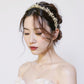 Embellished Crystal Bead Hairband with Wrapped Satin Design and Grip Teeth 5in