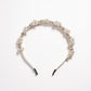 Embellished Crystal Bead Hairband with Wrapped Satin Design and Grip Teeth 5in