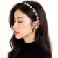 Embellished Crystal Bead Hairband with Wrapped Satin Design and Grip Teeth 5in