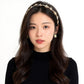 Embellished Crystal Bead Hairband with Wrapped Satin Design and Grip Teeth 5in