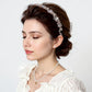 Embellished Crystal Bead Hairband with Wrapped Satin Design and Grip Teeth 5in