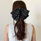 2-Piece Polka Dot Bow Hair Clips Set with Ribbon Tails and Oversized Design 7x4.7in
