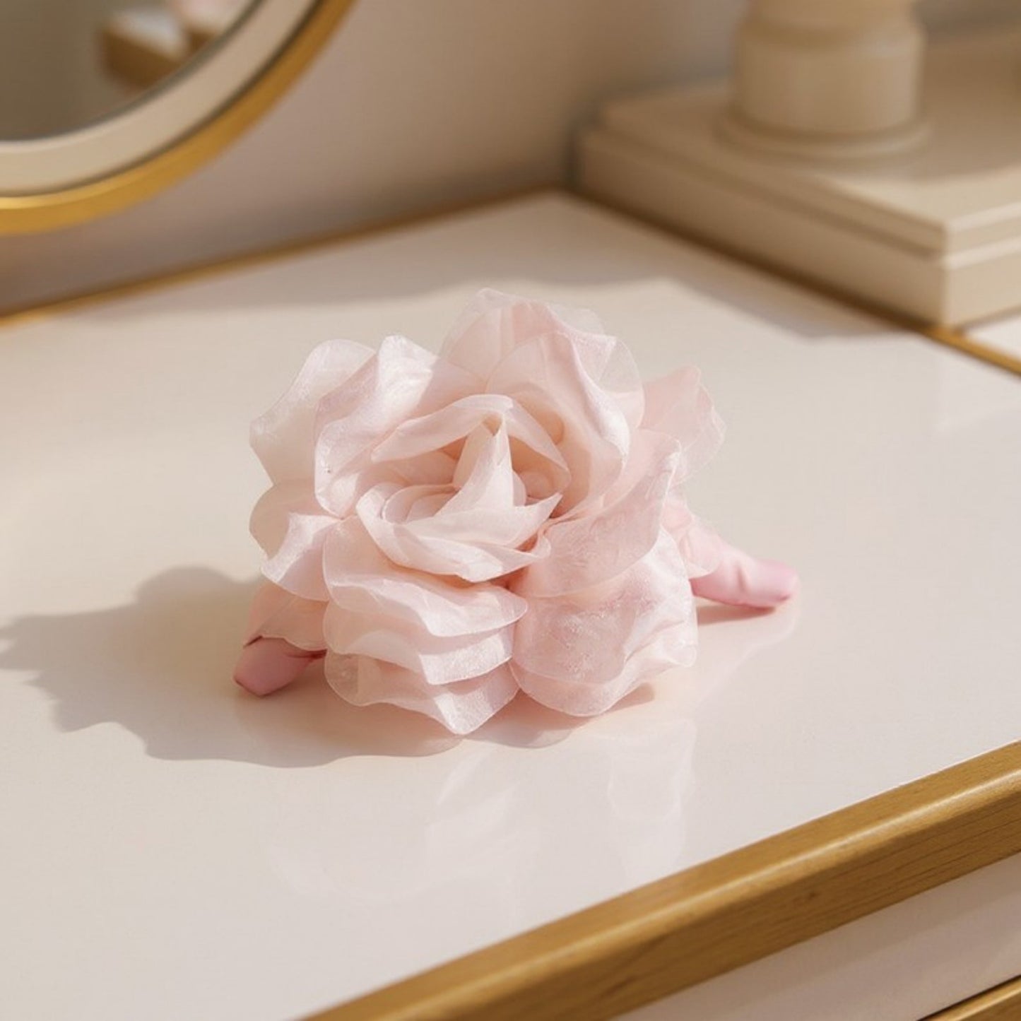 2pcs Large Sheer Fabric Flower Hair Clip with Layered Petal Design 5in