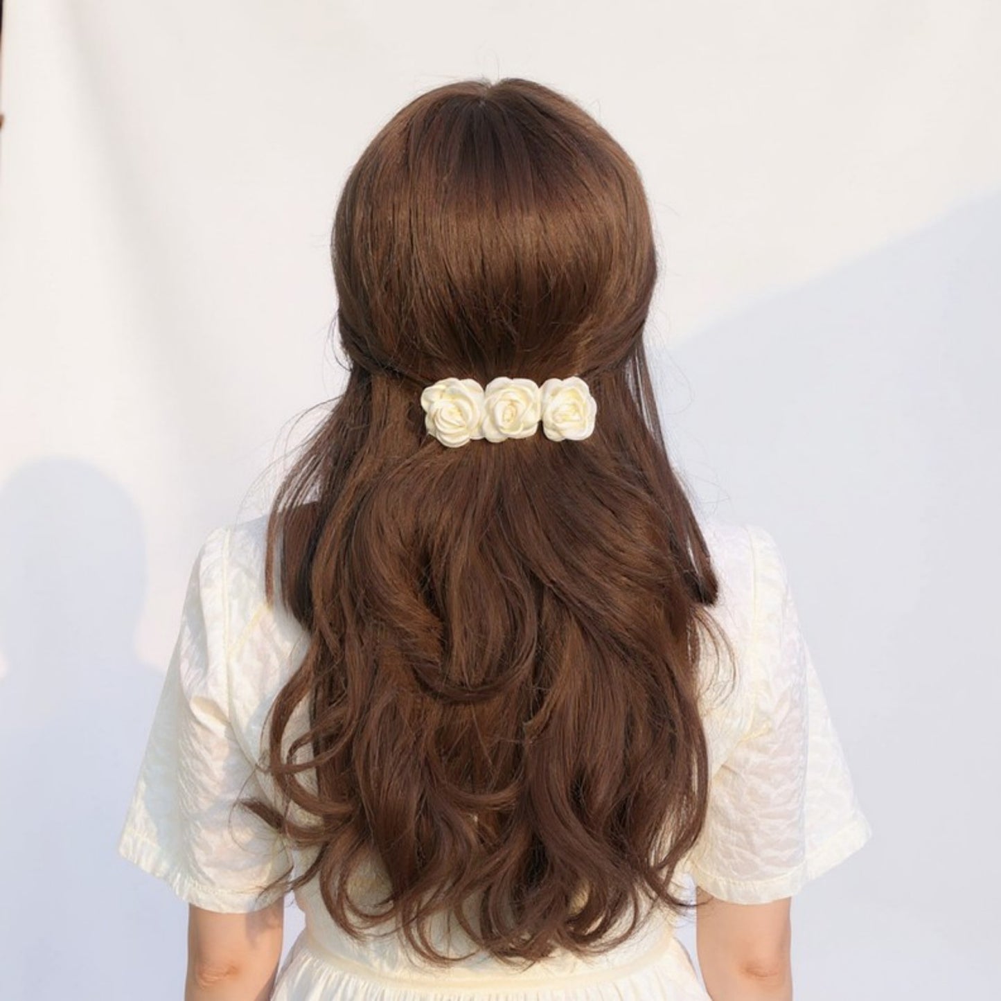 3-Piece Sheer Fabric Rose Flower Hair Clips Set for Elegant Styling 4x1.5in