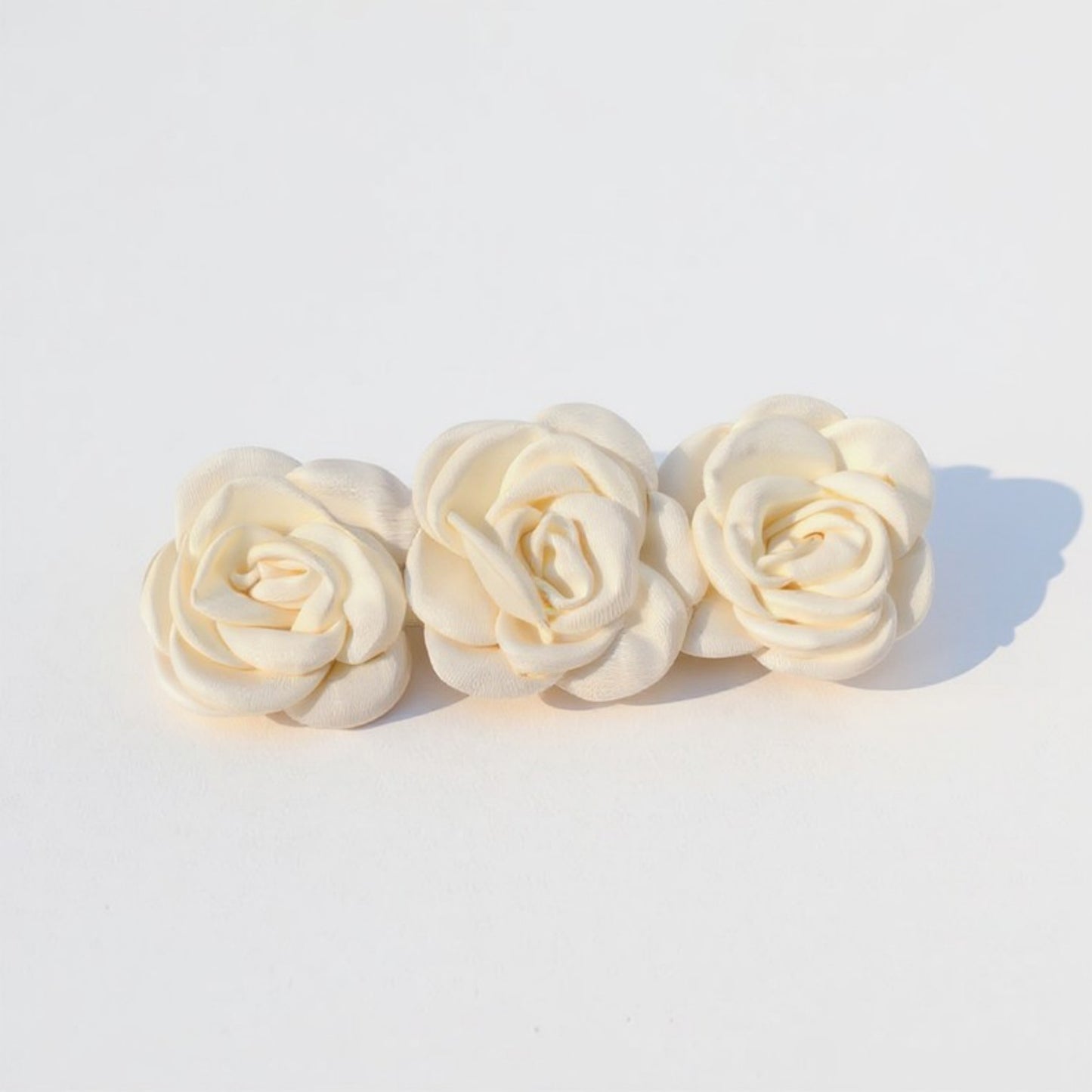 3-Piece Sheer Fabric Rose Flower Hair Clips Set for Elegant Styling 4x1.5in