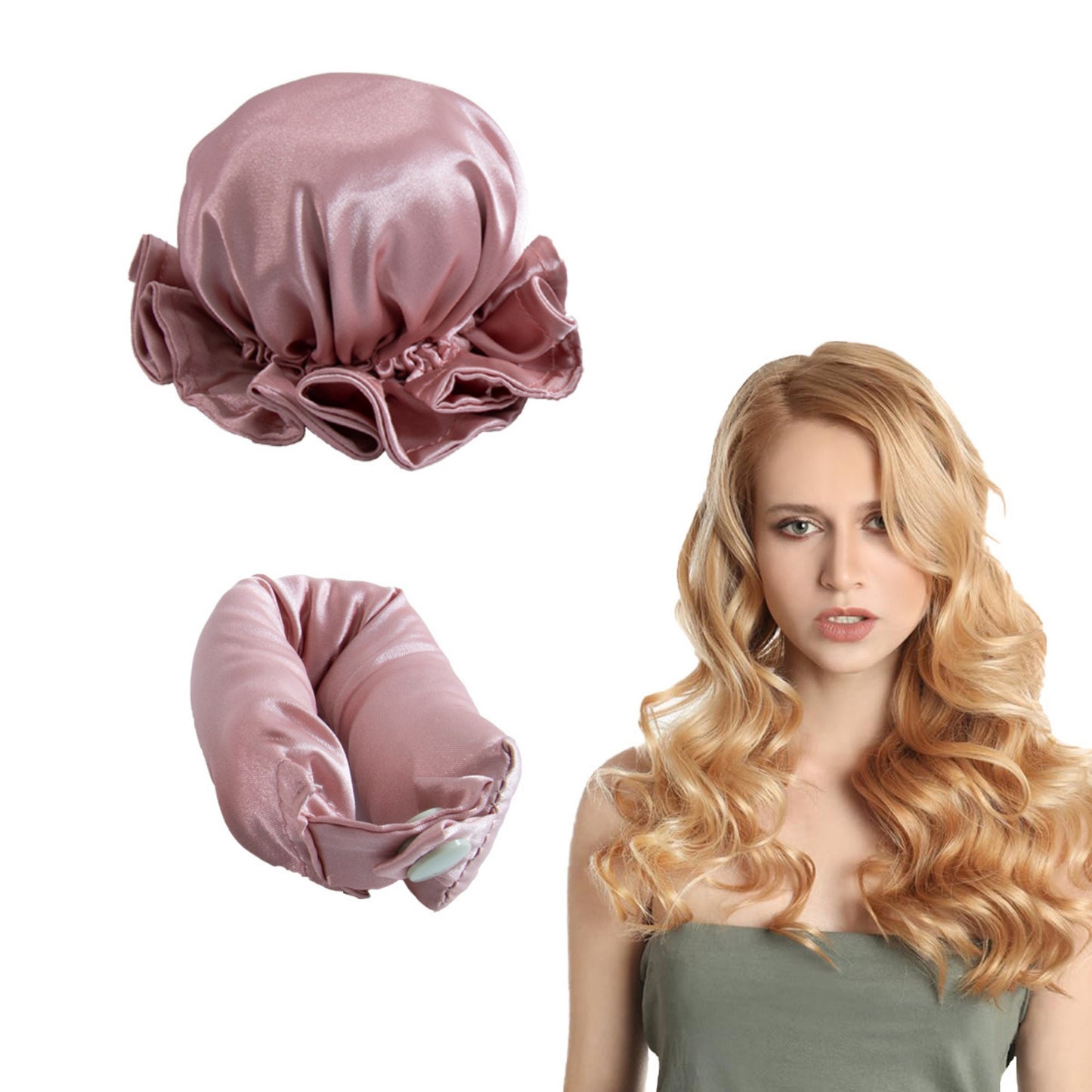 Heatless Curling Set with Hair Wrap and Elastic Bonnet Cap 11.5in/4.5in