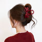 Glossy Bow Hair Claw Clip with Curved Design and Strong Spring Grip 3in
