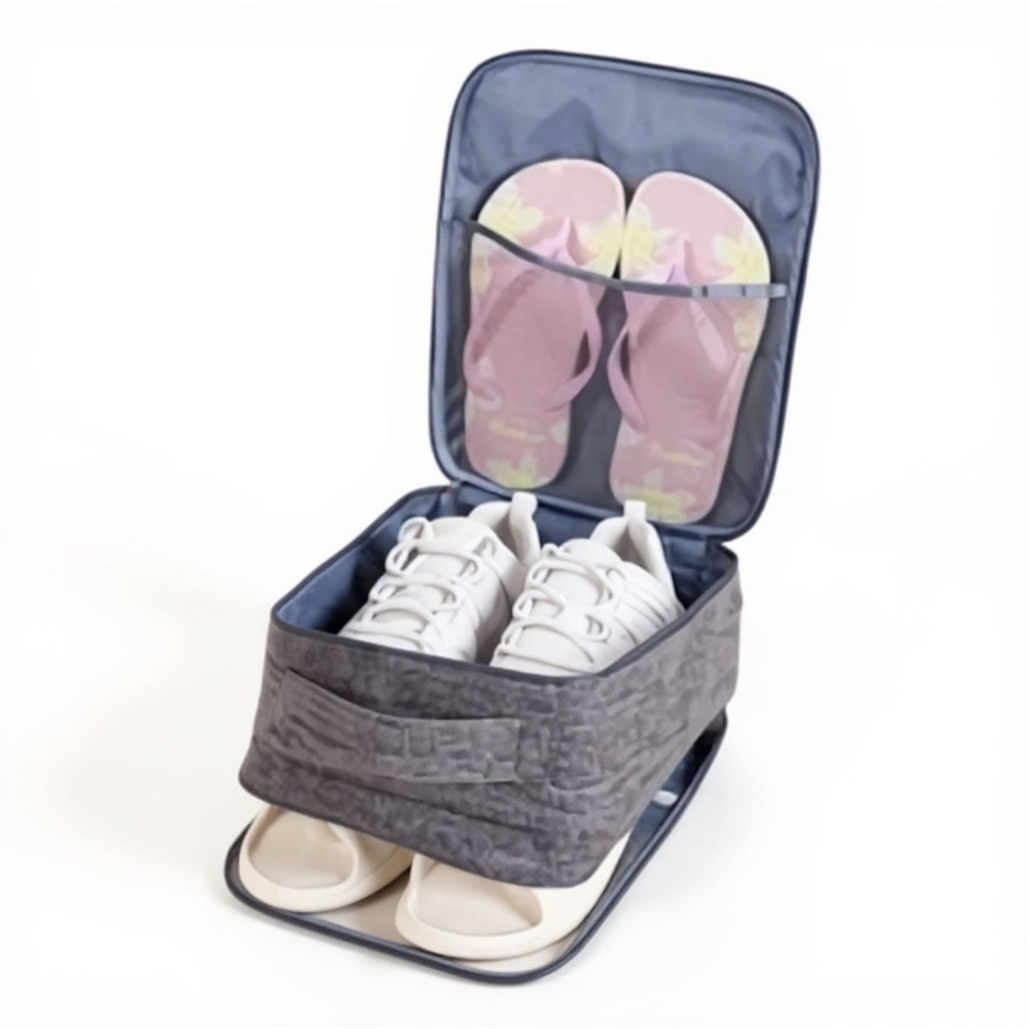 Travel Shoe Storage Bag with Mesh Panel and Dual Zipper Closure 12x9x6in