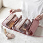 Foldable Travel Toiletry Bag with Multiple Clear Zip Compartments and Hanging Design 8.5x6x3in