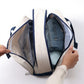 Two-Tone Canvas Travel Duffel Bag with Dual Handles and Front Zipper Pocket 7.8x13x6.3in