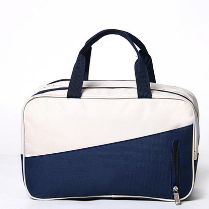 Two-Tone Canvas Travel Duffel Bag with Dual Handles and Front Zipper Pocket 7.8x13x6.3in