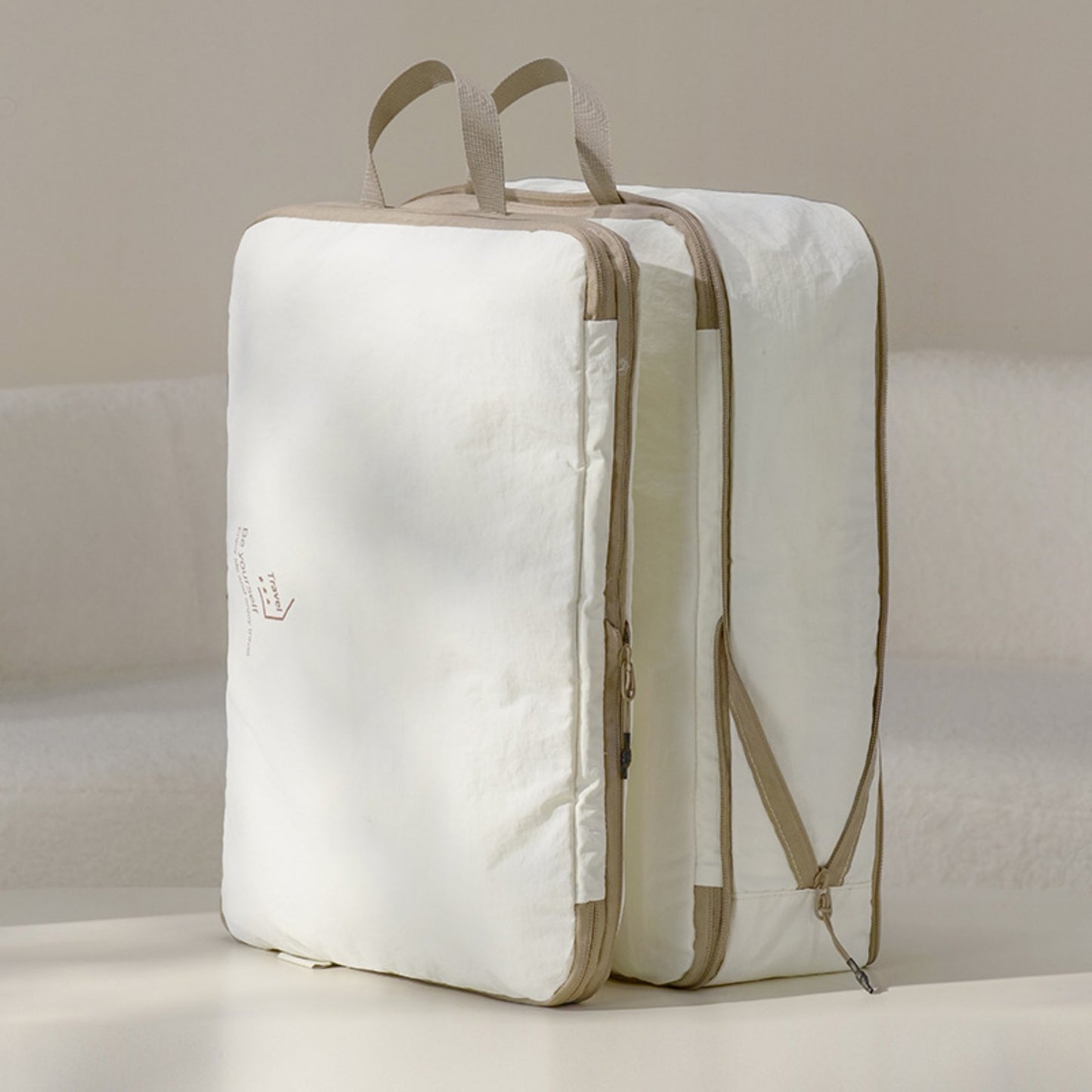 4-Piece Travel Packing Cube Set with Handles and Zip Closures for Organized Luggage Storage