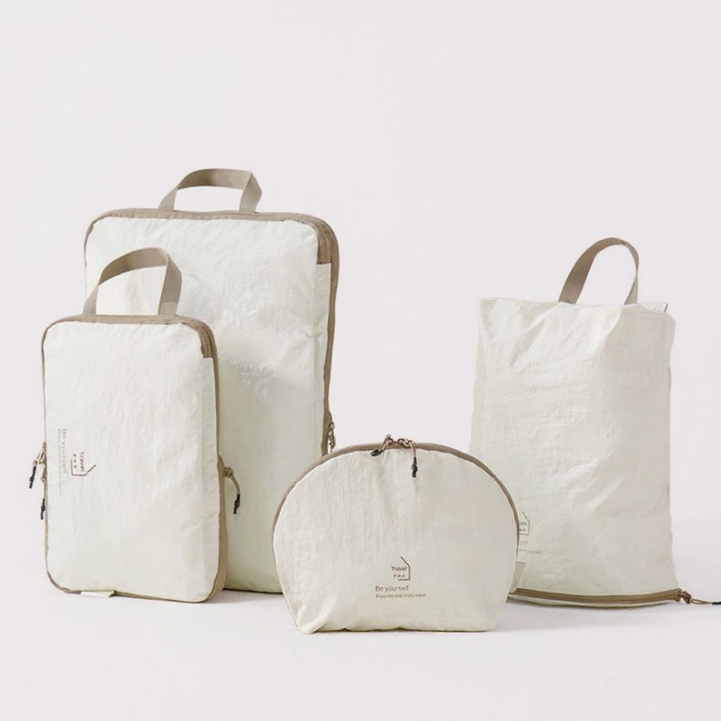 4-Piece Travel Packing Cube Set with Handles and Zip Closures for Organized Luggage Storage