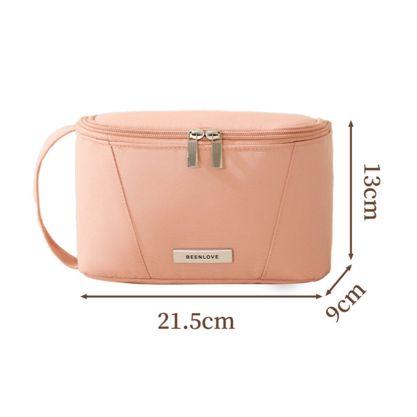 Rectangular Travel Toiletry Bag with Dual Zipper and Side Handle 8.5x3.5x5in