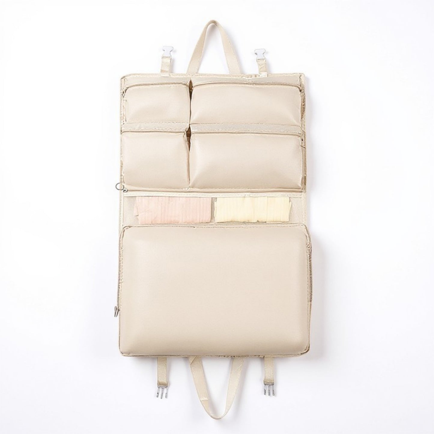Multi-Compartment Hanging Organizer Bag with Zipper and Buckle Straps 29x17.5in