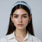Padded Satin Headband with Pearl and Crystal Bead Embellishments 6.3x4.7x1.2in