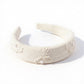 Padded Satin Headband with Pearl and Crystal Bead Embellishments 6.3x4.7x1.2in