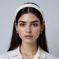 Padded Satin Headband with Pearl and Crystal Bead Embellishments 6.3x4.7x1.2in
