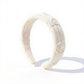 Padded Satin Headband with Pearl and Crystal Bead Embellishments 6.3x4.7x1.2in