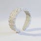 Padded Satin Headband with Pearl and Crystal Bead Embellishments 6.3x4.7x1.2in