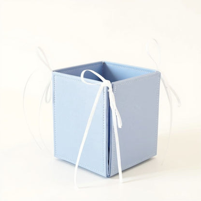Foldable Pencil Holder with Ribbon Tie Corners and Multi-Section Design 3x4in