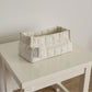 Quilted Storage Basket with Embroidered Text and Soft Padded Sides 12x6x5.5in