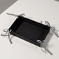 Rectangular Organizer Tray with Checkered Ribbon Tie Corners 4x8x2in