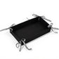 Rectangular Organizer Tray with Checkered Ribbon Tie Corners 4x8x2in