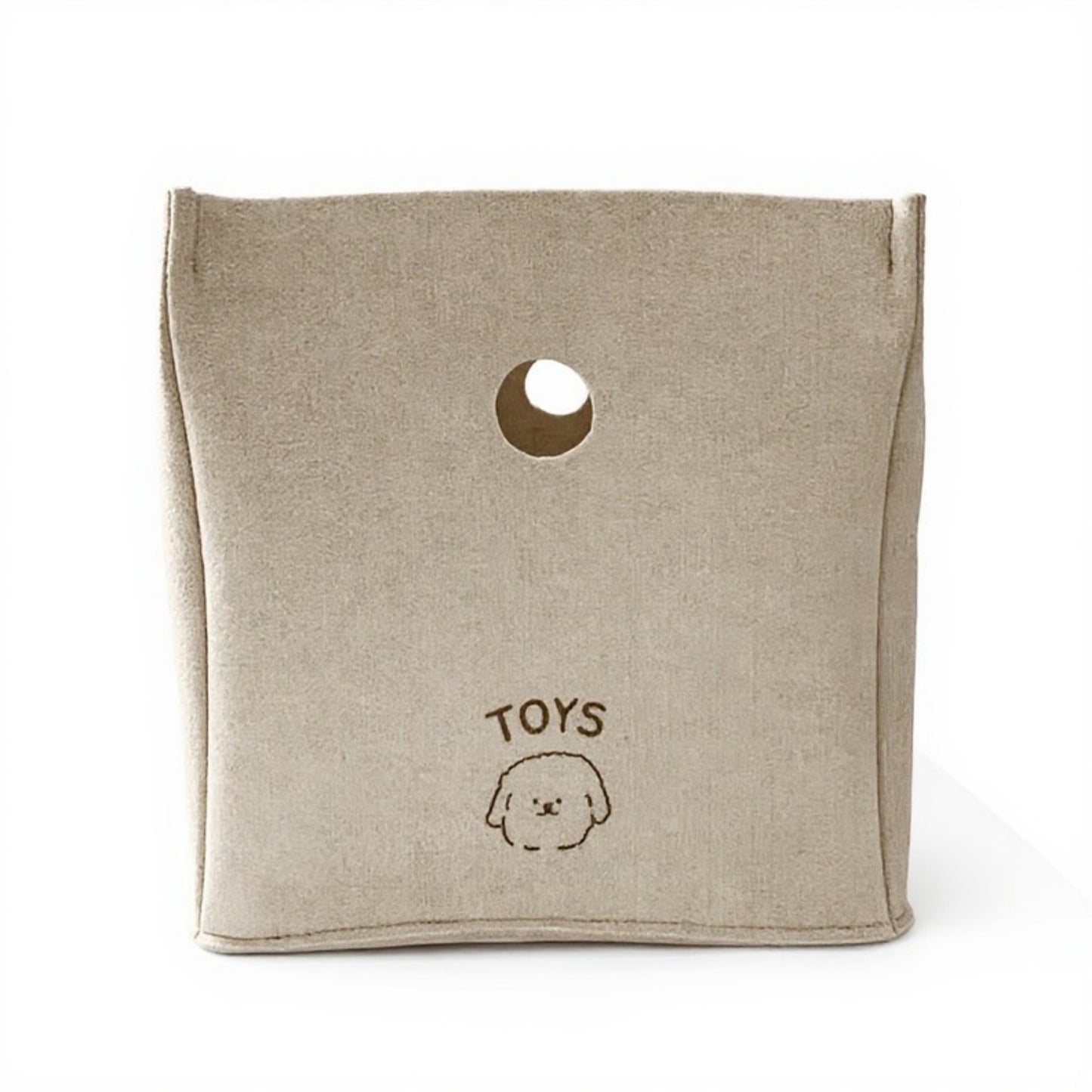 Felt Storage Box with Circular Handle Cutout and Book Label Design 11.5x11.5x11.5in