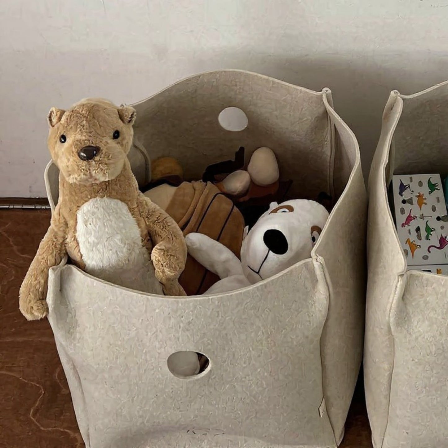 Felt Storage Box with Circular Handle Cutout and Book Label Design 11.5x11.5x11.5in