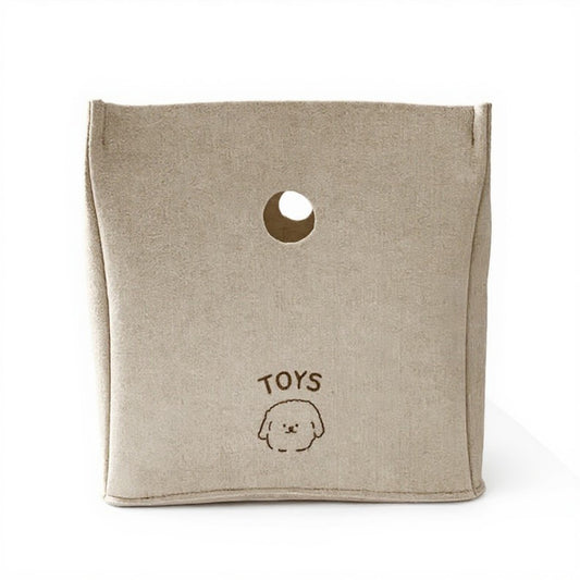 Felt Storage Box with Circular Handle Cutout and Book Label Design 11.5x11.5x11.5in