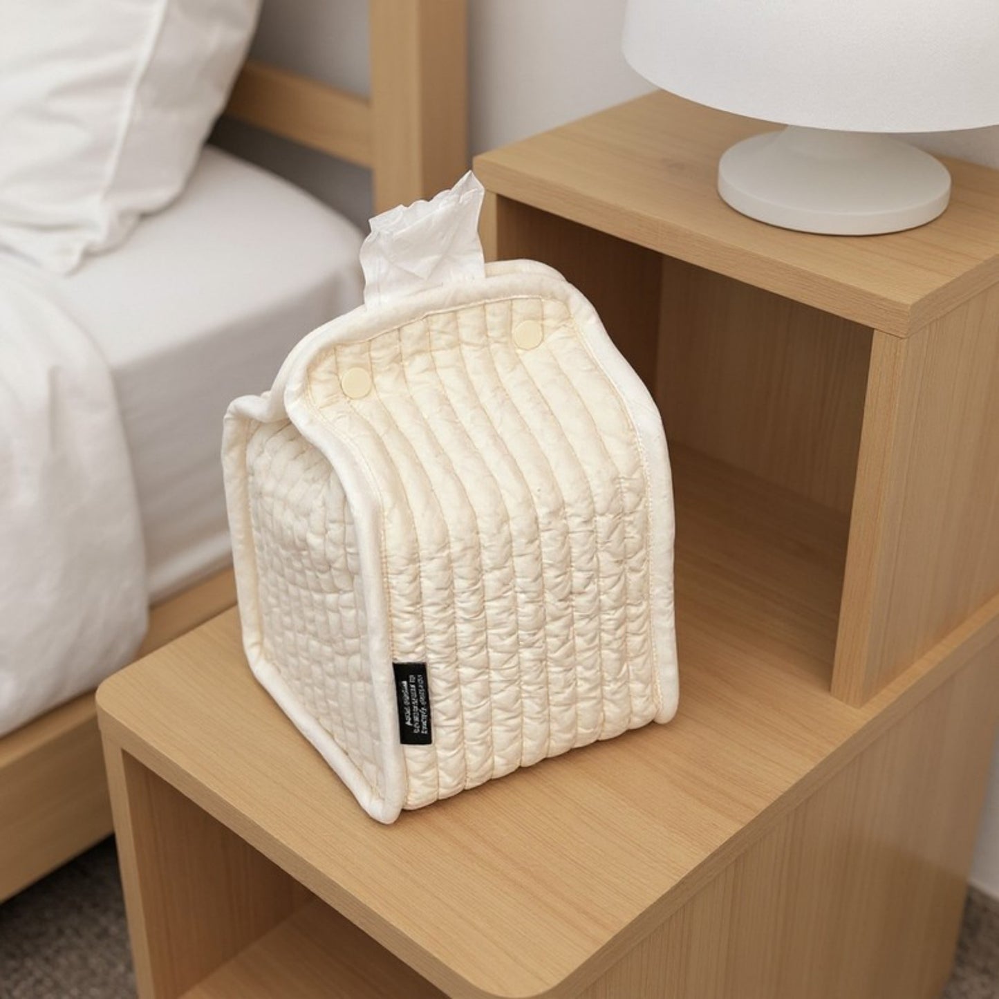 Quilted Tissue Dispenser Box Cover with Snap Closure 8.5x5.5in