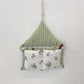 Hanging Wall Organizer with Gingham Top and Floral Double Pockets 11x10in