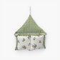 Hanging Wall Organizer with Gingham Top and Floral Double Pockets 11x10in
