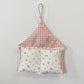 Hanging Wall Organizer with Gingham Top and Floral Double Pockets 11x10in