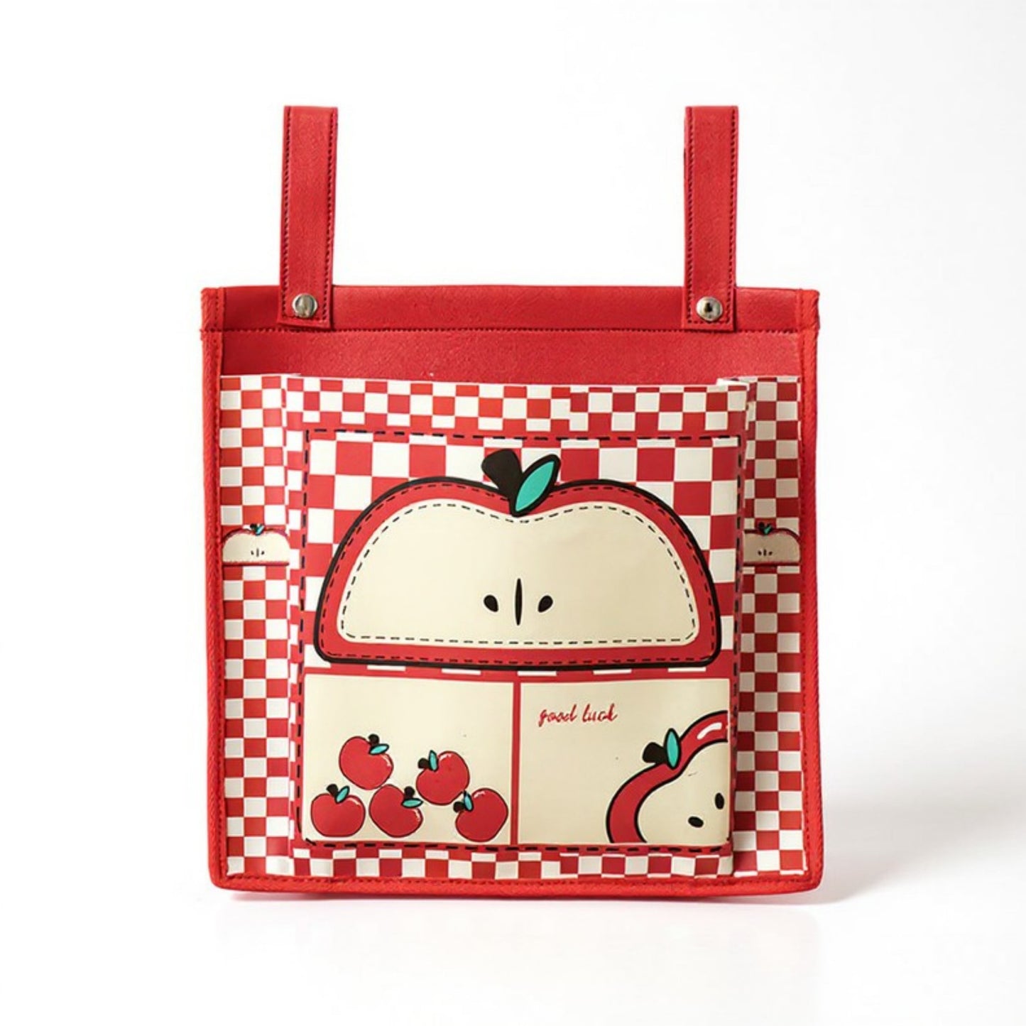 Hanging Storage Bag with Playful House Print and Snap-On Straps 15.5x12in