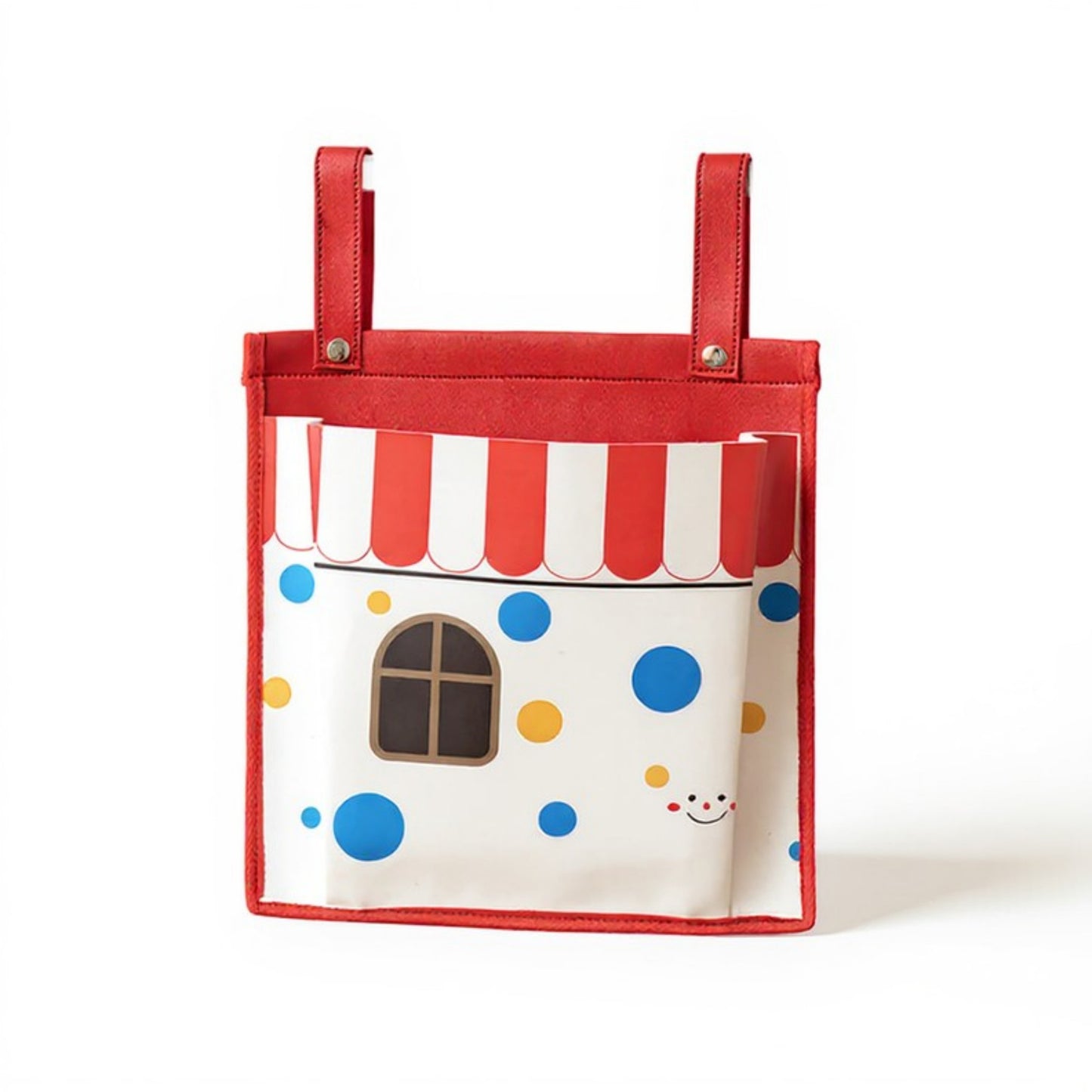 Hanging Storage Bag with Playful House Print and Snap-On Straps 15.5x12in