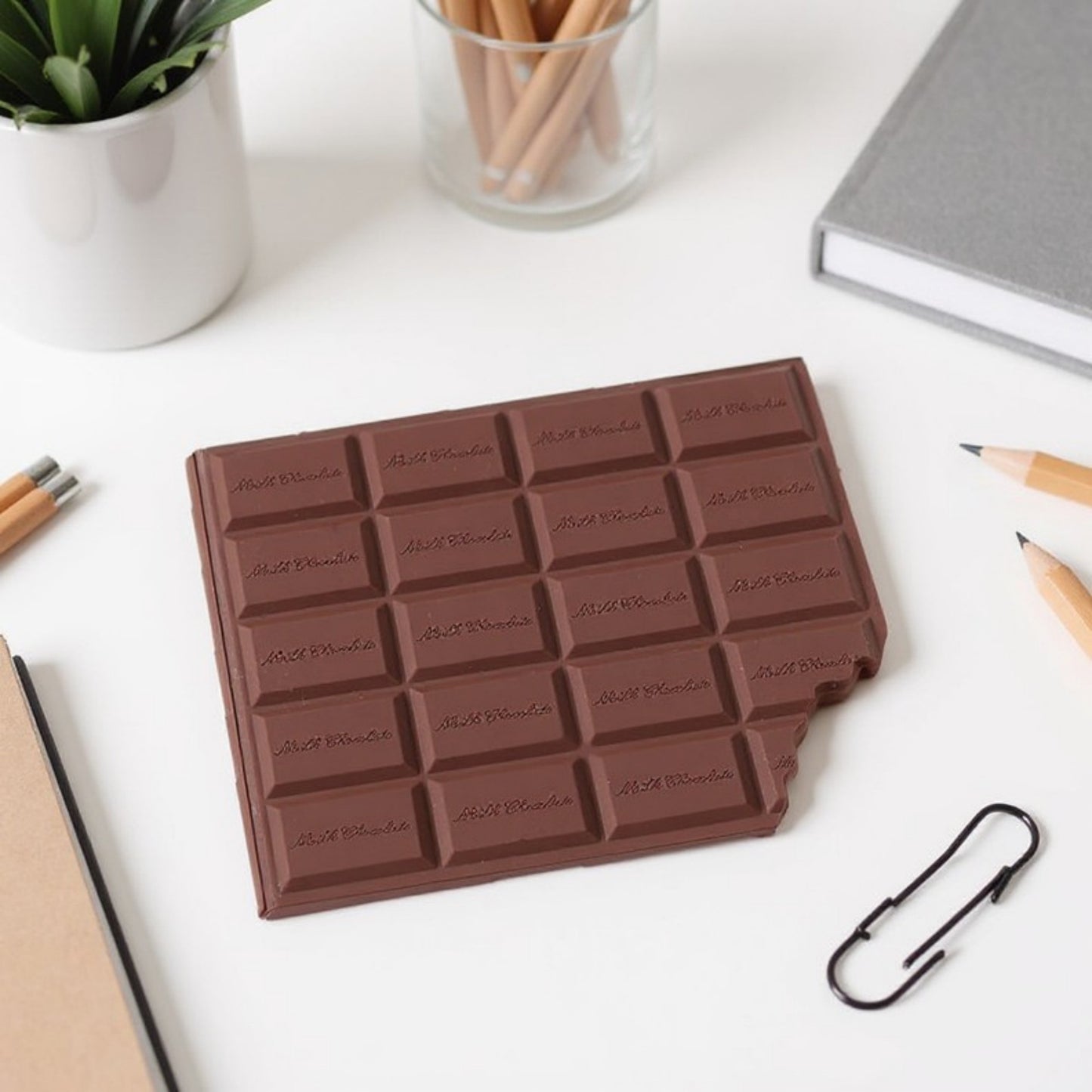 3-Piece Chocolate Bar Notebook Set with Realistic Design and Bite-Edge Detail 80 Pages 4x3.5in