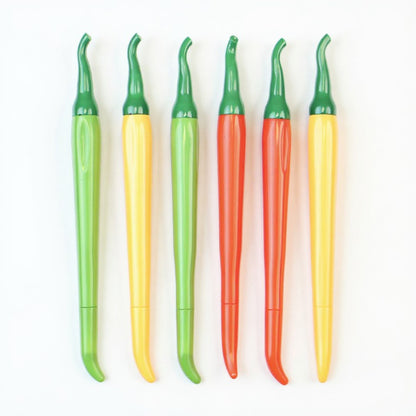 6-Piece Chili Pepper Gel Ink Pen Set with Fun Vegetable Design and Smooth Writing 0.38mm/6.5in