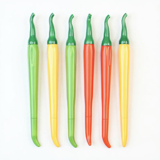 6-Piece Chili Pepper Gel Ink Pen Set with Fun Vegetable Design and Smooth Writing 0.38mm/6.5in