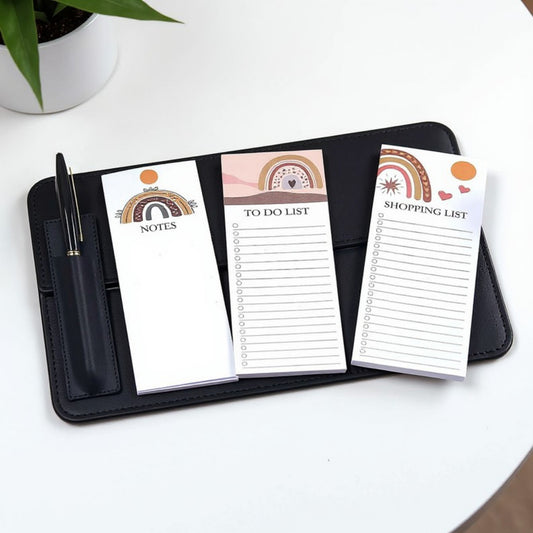 4-Piece Boho Rainbow Notepad and Pen Set with Shopping List, Notes, and To-Do List Pads 1.2x3.3in