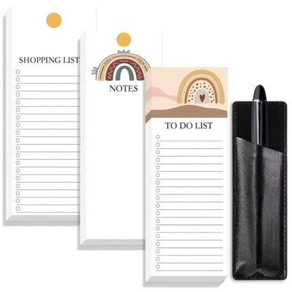 4-Piece Boho Rainbow Notepad and Pen Set with Shopping List, Notes, and To-Do List Pads 1.2x3.3in