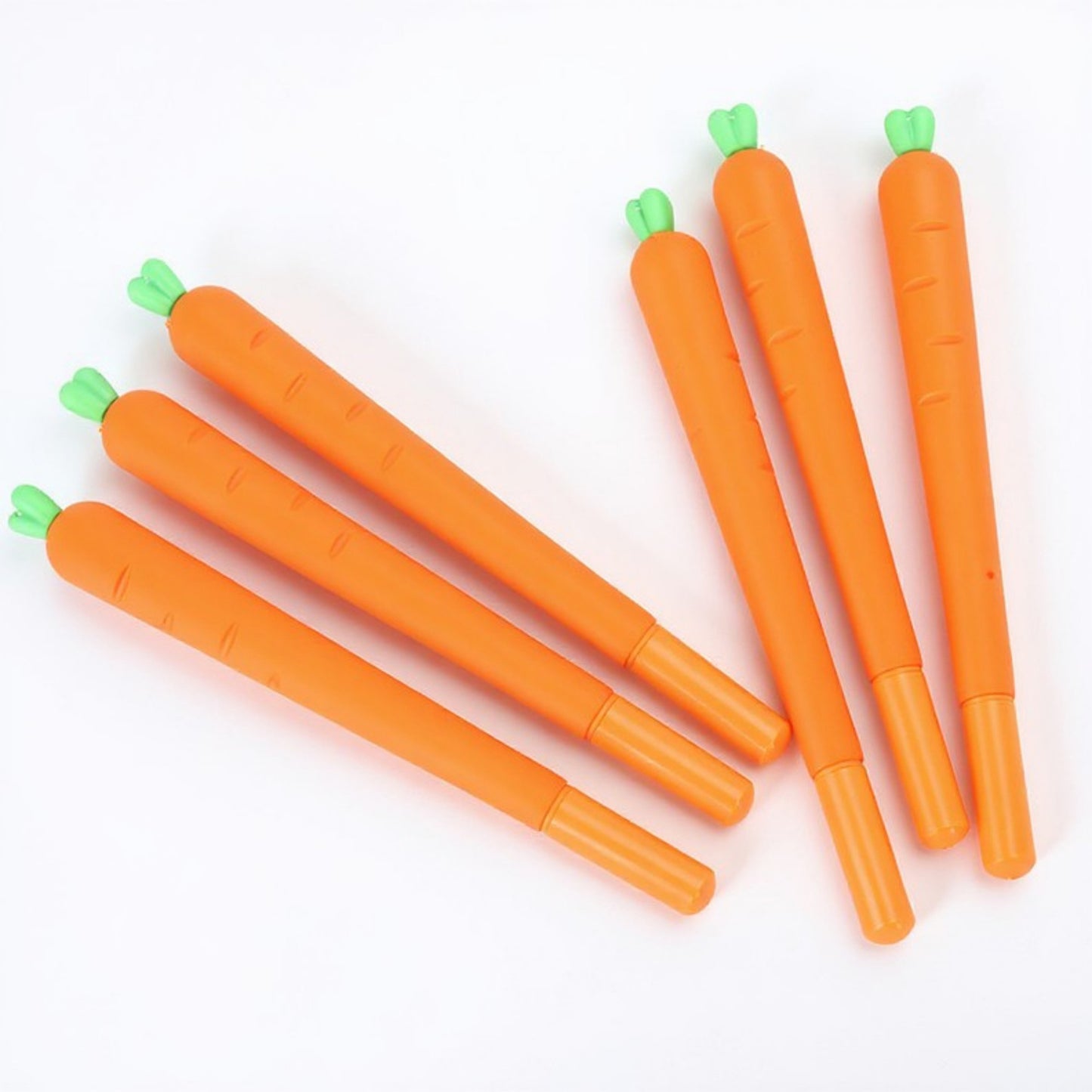 6-Piece Carrot Shaped Gel Ink Pen Set with Fun Novelty Design 0.5mm/6
