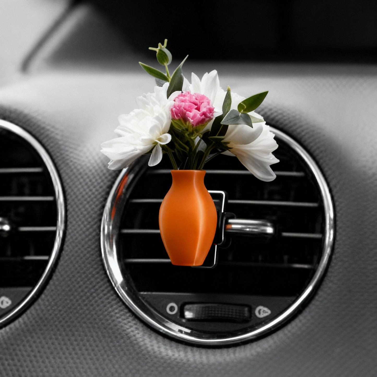 Mini Vase Car Air Vent Clip with Artificial Flowers Decorative Car Accessory