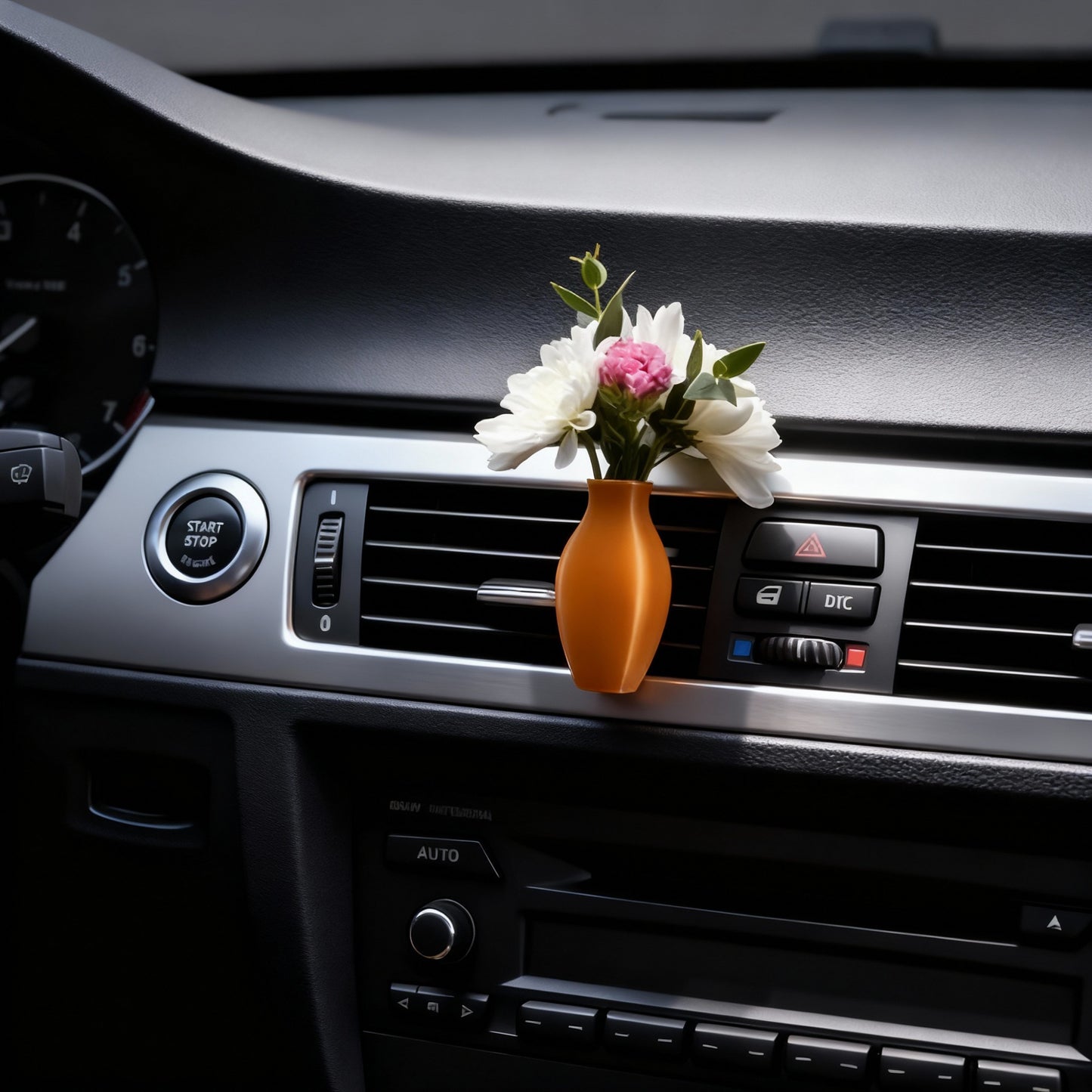 Mini Vase Car Air Vent Clip with Artificial Flowers Decorative Car Accessory
