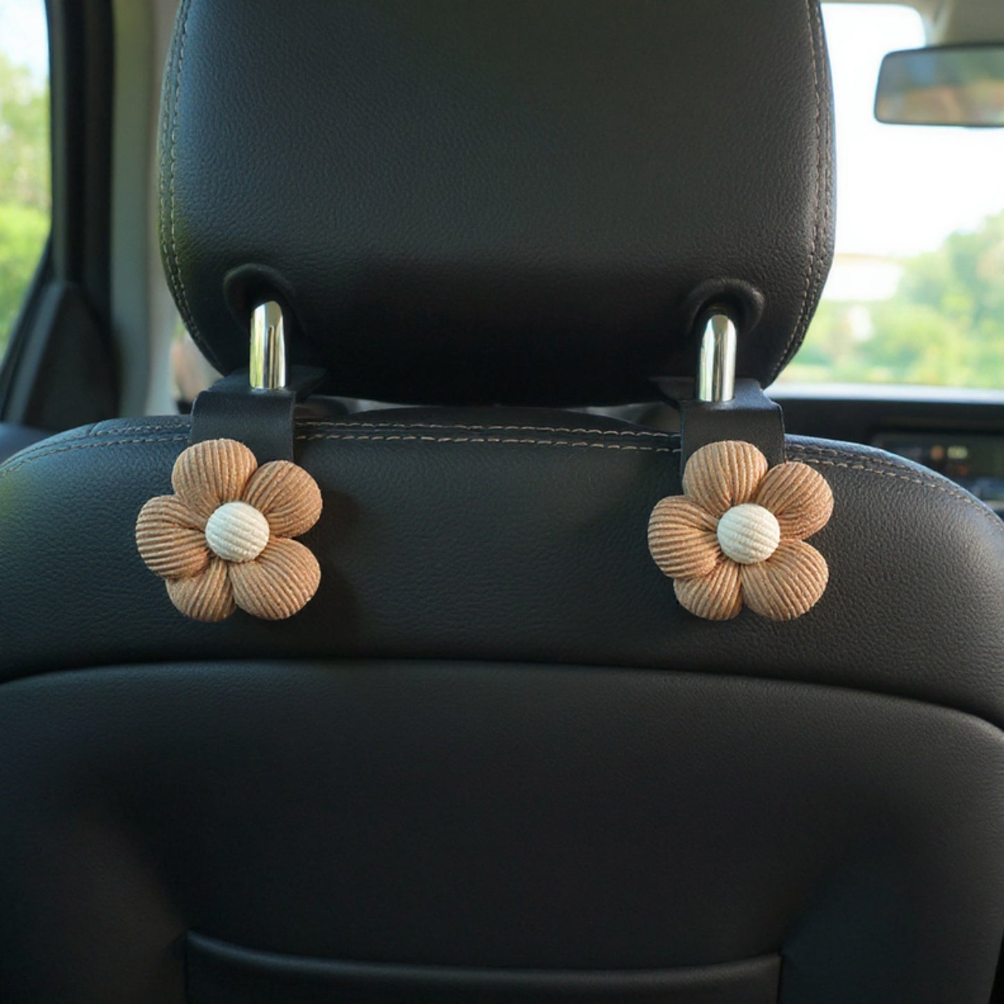 Flower Car Seat Headrest Hooks Set for Bag and Purse Hanging Organizer