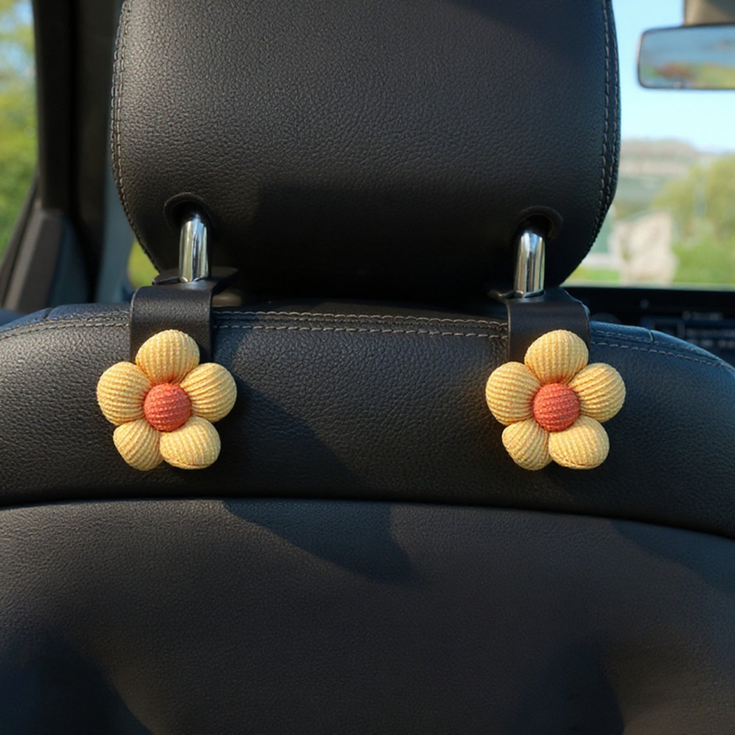 Flower Car Seat Headrest Hooks Set for Bag and Purse Hanging Organizer