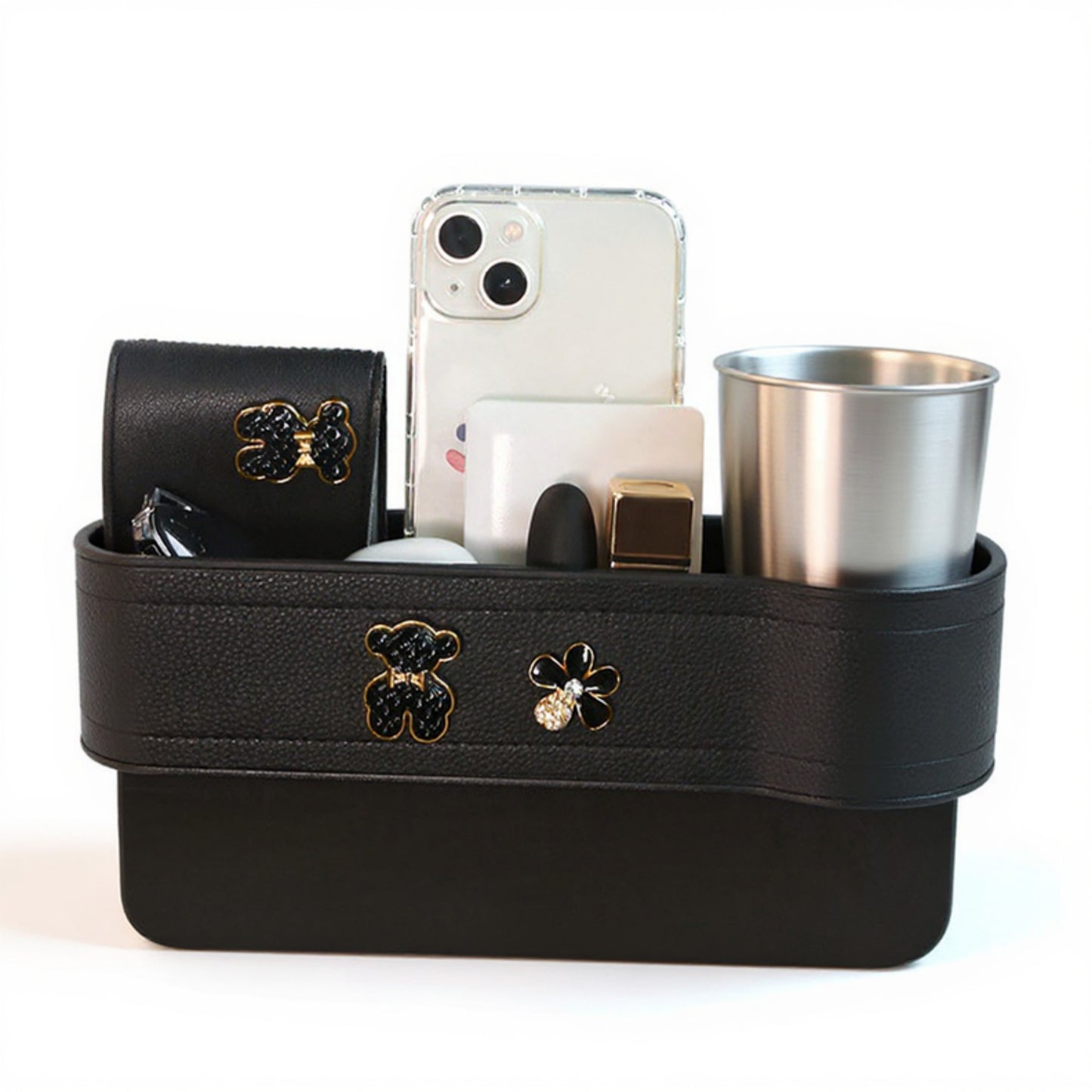 Car Seat Gap Organizer Storage Box for Console Side with Sleek Leather Finish