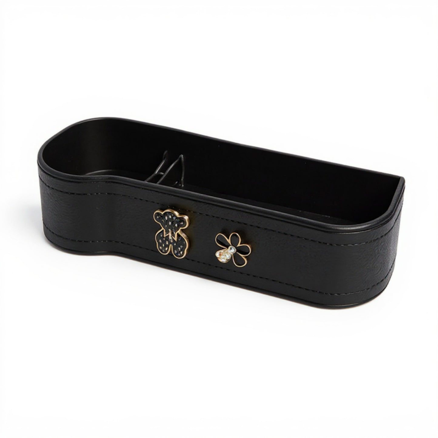 Car Seat Gap Organizer Storage Box for Console Side with Sleek Leather Finish